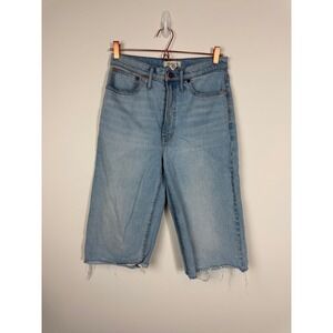 Madewell The Perfect Vintage Wide Leg Crop‎ Jeans Light Wash Raw Hem Size 28